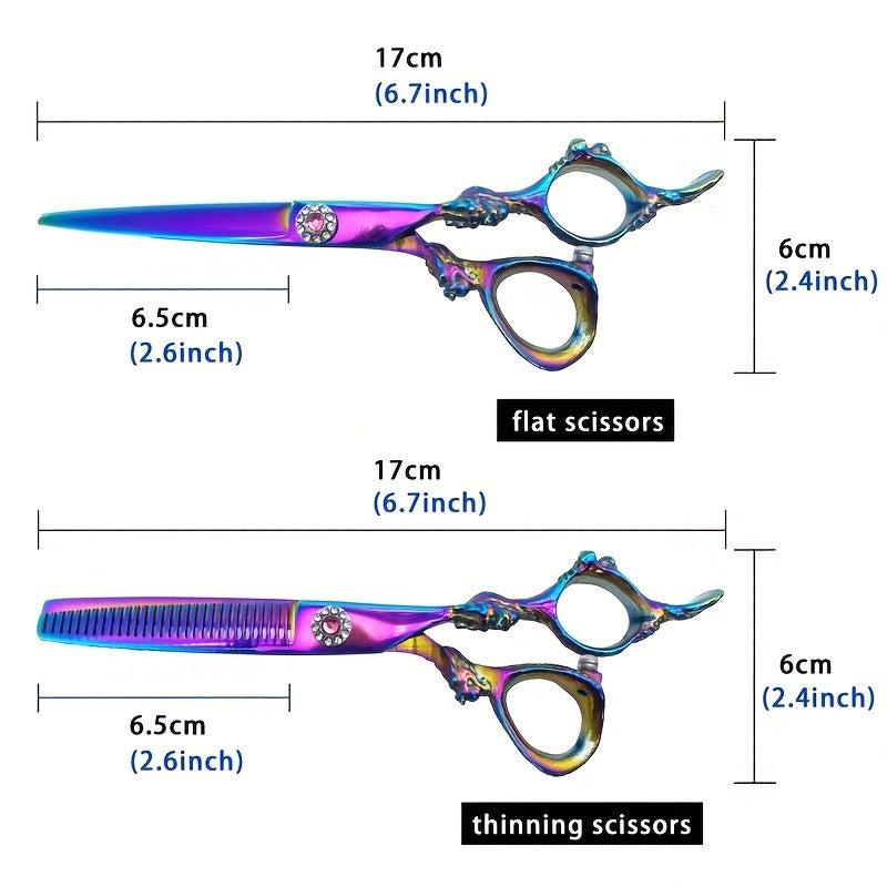 16 51 Cm Hair Scissors Flat Thinning Bangs Dragon Pattern Styling Barber Scissor