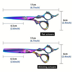 16 51 Cm Hair Scissors Flat Thinning Bangs Dragon Pattern Styling Barber Scissor