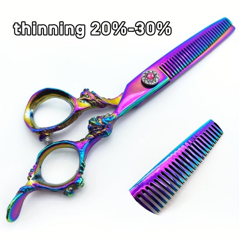 16 51 Cm Hair Scissors Flat Thinning Bangs Dragon Pattern Styling Barber Scissor