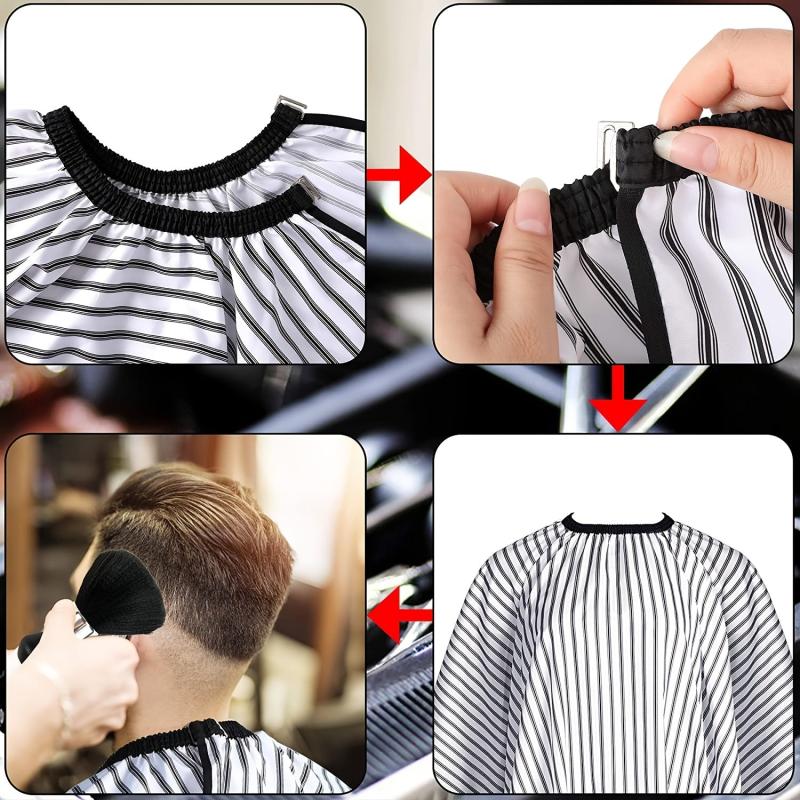 Waterproof Barber Cape Stripe Snap Closure Hair Cutting Salon Cape
