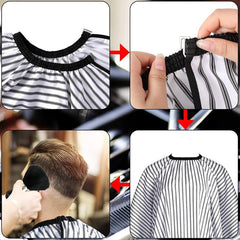 Waterproof Barber Cape Stripe Snap Closure Hair Cutting Salon Cape