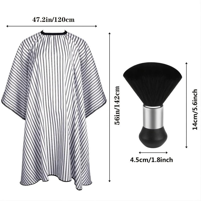 Waterproof Barber Cape Stripe Snap Closure Hair Cutting Salon Cape