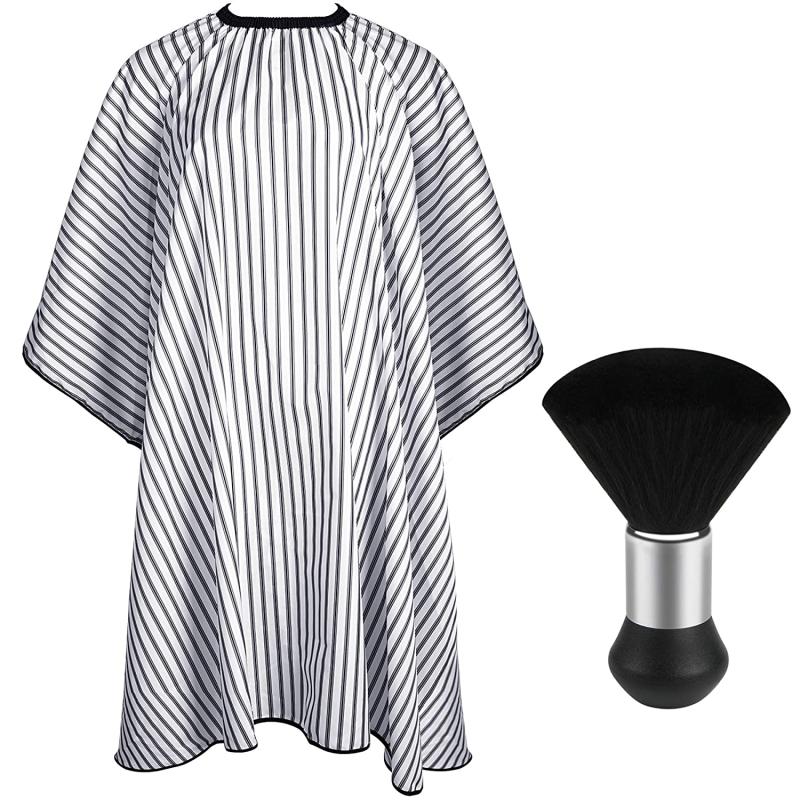 Waterproof Barber Cape Stripe Snap Closure Hair Cutting Salon Cape