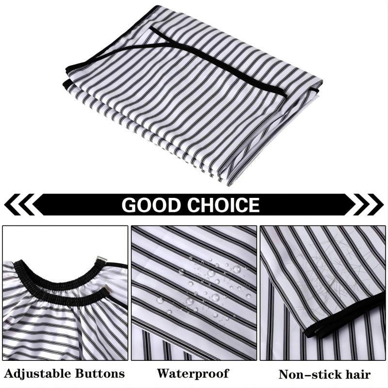 Waterproof Barber Cape Stripe Snap Closure Hair Cutting Salon Cape