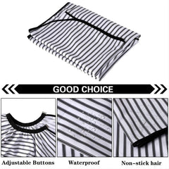 Waterproof Barber Cape Stripe Snap Closure Hair Cutting Salon Cape