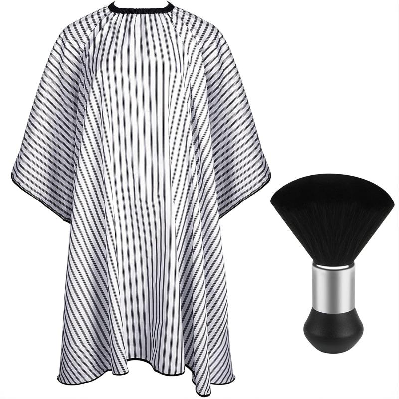 Waterproof Barber Cape Stripe Snap Closure Hair Cutting Salon Cape