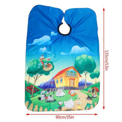 Cartoon House Pattern Haircut Cape Waterproof Barber Cape
