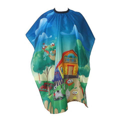Cartoon House Pattern Haircut Cape Waterproof Barber Cape
