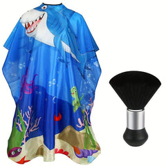 Waterproof Barber Cape, Neck Duster Brush & Adjustable Neckline Size