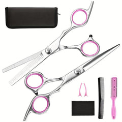 7 pcs Hair Cutting Scissors Set with Leather Case