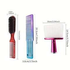 3pcs Prof Styling Comb Set Wide Tooth Detangling Comb Broken Hair Sweeping Brush