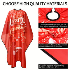 Christmas Pattern Hairdressing Apron Red Cloth Hair Cutting Tools