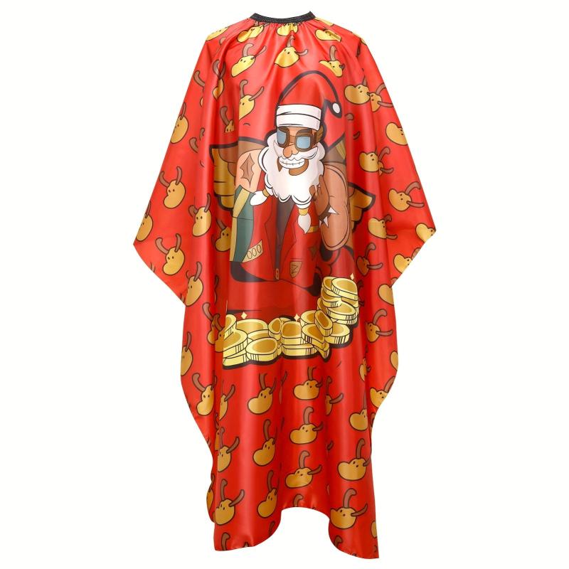 Christmas Pattern Hairdressing Apron Red Cloth Hair Cutting Tools