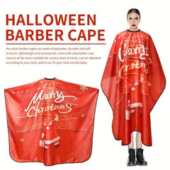 Christmas Pattern Hairdressing Apron Red Cloth Hair Cutting Tools