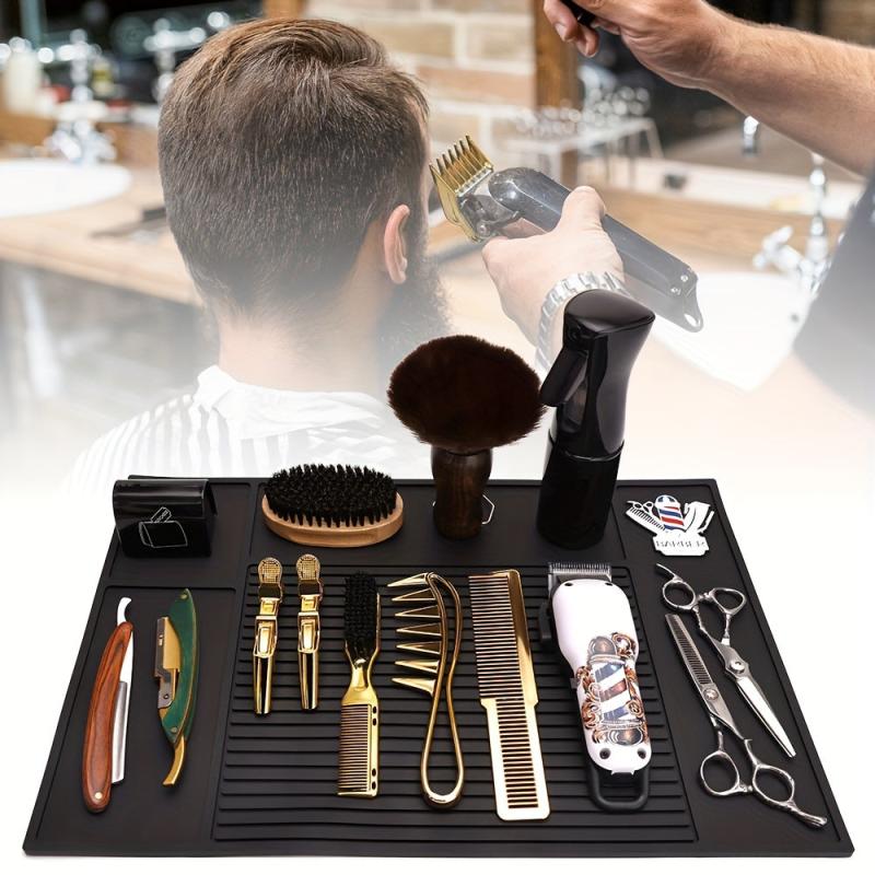 Barber Organizer Mat Salon Barbershop Work Station Pads Clipper Counter Mat