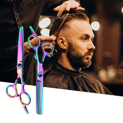 8-Pc Stainless Steel Hair Cutting Scissors Set for Barbers & Salons Rainbow