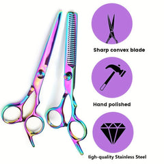 8-Pc Stainless Steel Hair Cutting Scissors Set for Barbers & Salons Rainbow