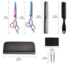 8-Pc Stainless Steel Hair Cutting Scissors Set for Barbers & Salons Rainbow