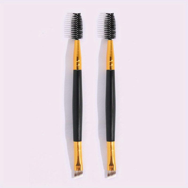 Makeup Brush Set for Eyebrow and Eyeliner, 2-in-1 Double Ended Design