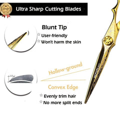 15 24 Cm Golden Damascus Hair Cutting Scissors Hair Thinning Shears