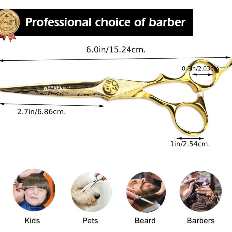 15 24 Cm Golden Damascus Hair Cutting Scissors Hair Thinning Shears