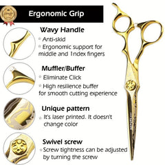 15 24 Cm Golden Damascus Hair Cutting Scissors Hair Thinning Shears