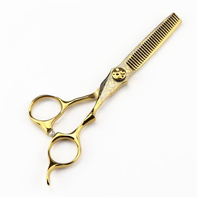 15 24 Cm Golden Damascus Hair Cutting Scissors Hair Thinning Shears