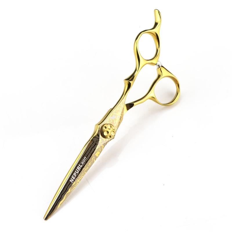 15 24 Cm Golden Damascus Hair Cutting Scissors Hair Thinning Shears