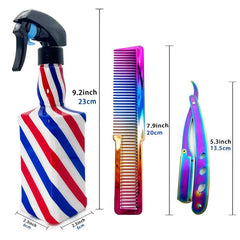 4pcs Barber Hairdressing Tools Set w/ Spray Bottle Brush Comb Razor