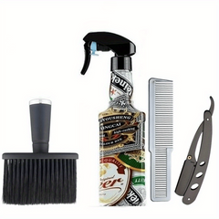 4pcs Barber Hairdressing Tools Set w/ Spray Bottle Brush Comb Razor