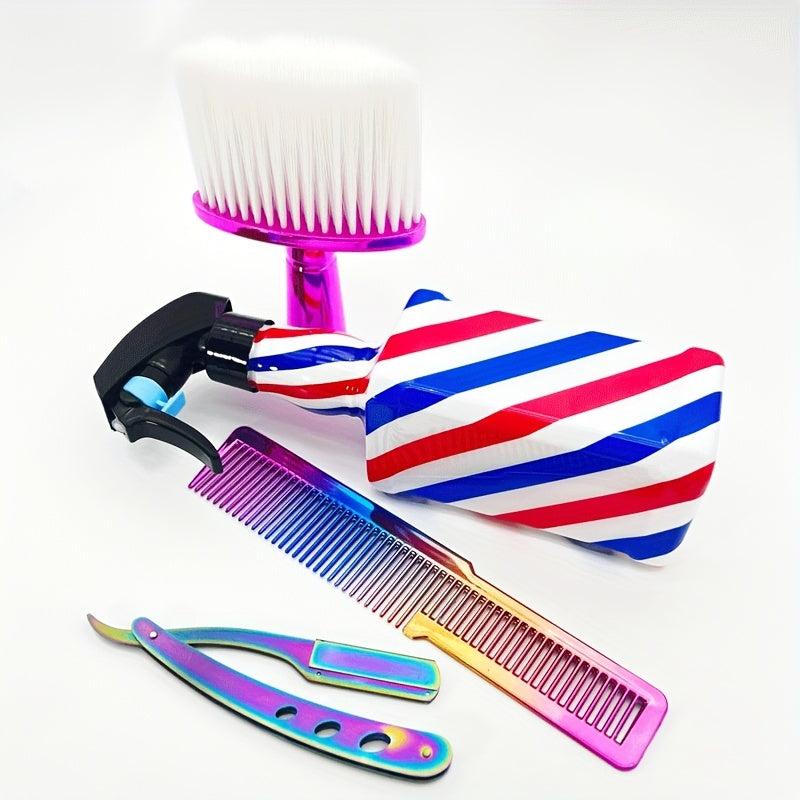 4pcs Barber Hairdressing Tools Set w/ Spray Bottle Brush Comb Razor