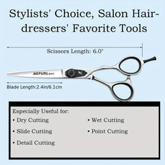 Classic 15 24 Cm Haircut Scissors Silvery Hair Cutting Scissors