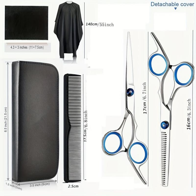 19Pcs Hair Cutting Shears Set 420c Stainless Steel 15-24 Cm Barber Scissors Thin