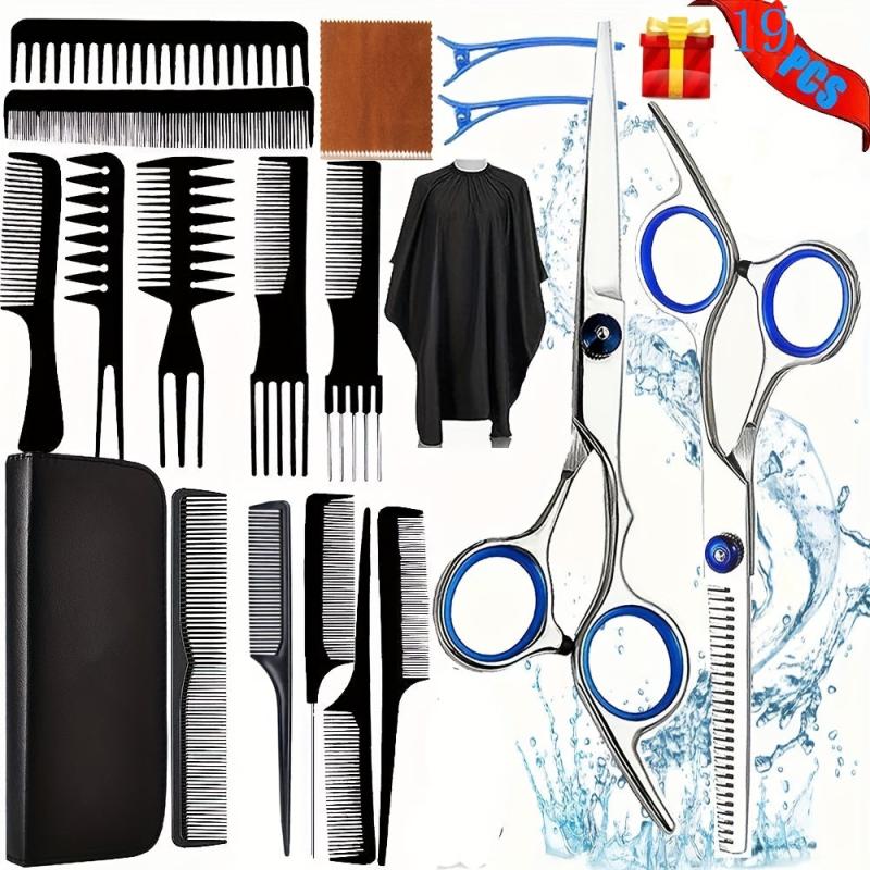19Pcs Hair Cutting Shears Set 420c Stainless Steel 15-24 Cm Barber Scissors Thin
