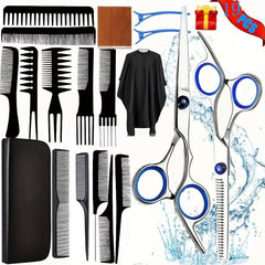 19Pcs Hair Cutting Shears Set 420c Stainless Steel 15-24 Cm Barber Scissors Thin