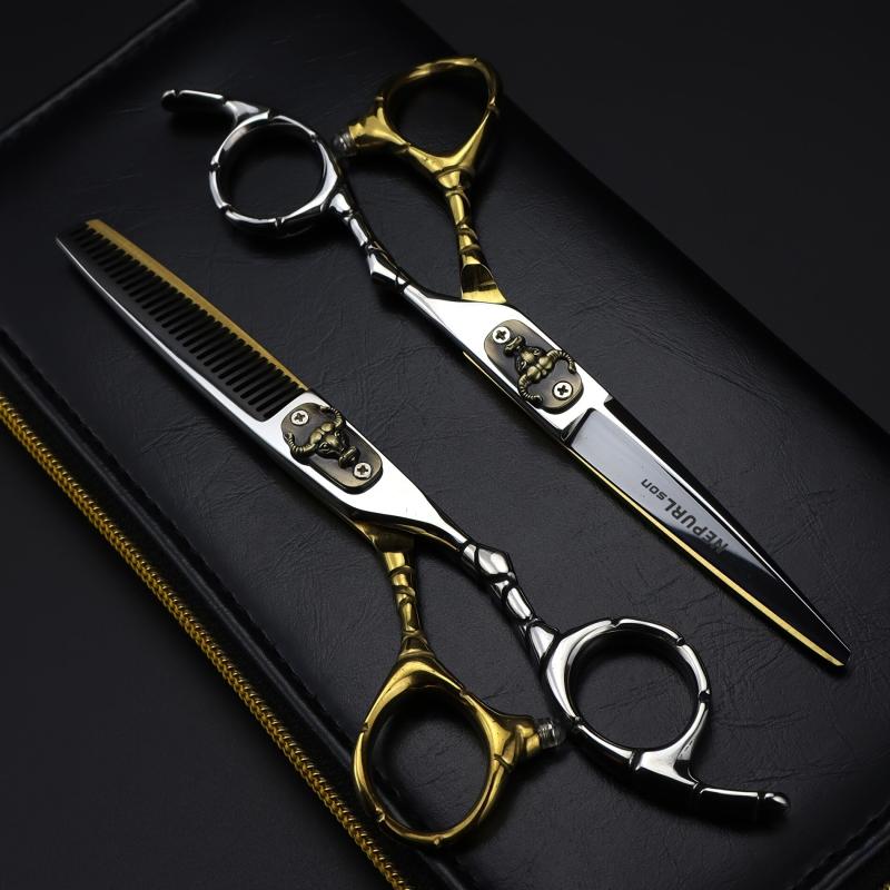 15 24 Cm Golden Hair Cutting Scissors Thinning Shears Professional Barber Salon