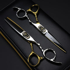 15 24 Cm Golden Hair Cutting Scissors Thinning Shears Professional Barber Salon