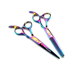 15 24 Cm Hair Scissors Set Flat Scissors Thinning Shears Bag Clip Adjusting Pink