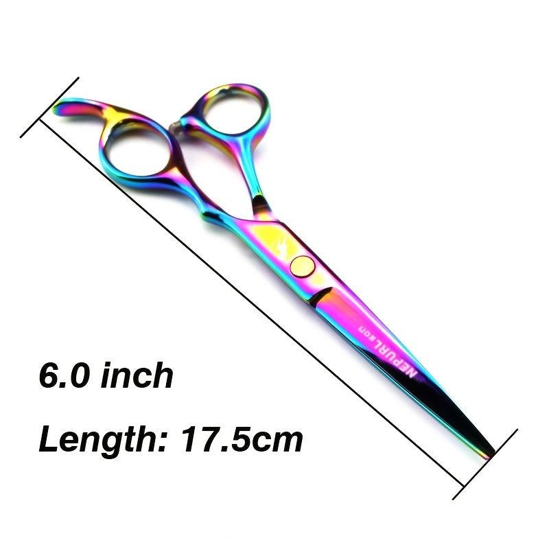 15 24 Cm Hair Scissors Set Flat Scissors Thinning Shears Bag Clip Adjusting Pink