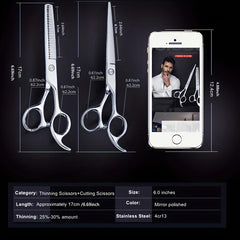 Stainless Steel Hair Thinning and Cutting Scissors 15-24 cm