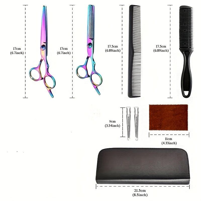 8pcs Hair Scissor Cutting Thinning Set with Styling Accessories