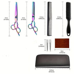 8pcs Hair Scissor Cutting Thinning Set with Styling Accessories