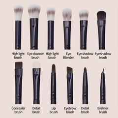 12pcs Professional Eye Makeup Brush Set Synthetic Highlighter Eyeshadow Eyeliner
