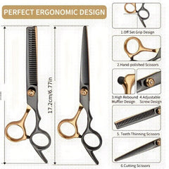 Haircut Scissors Kit Thinning Barber Scissors Texturizing Salon Razor Edge