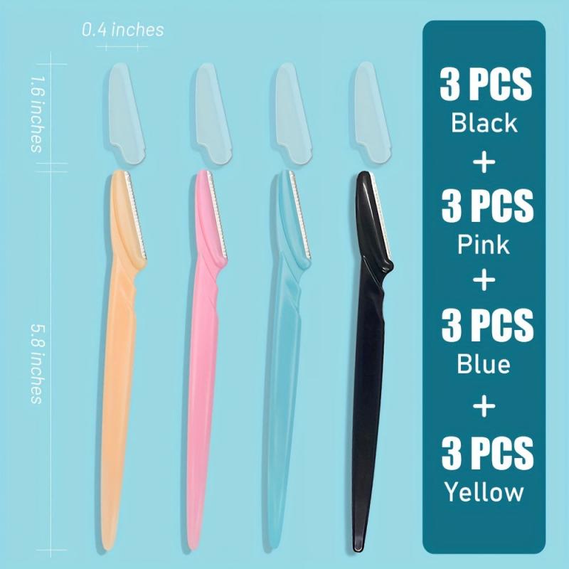 12pcs Precision Eyebrow Razor with Cover - Shape and Trim Facial Hair