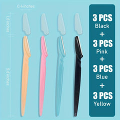 12pcs Precision Eyebrow Razor with Cover - Shape and Trim Facial Hair