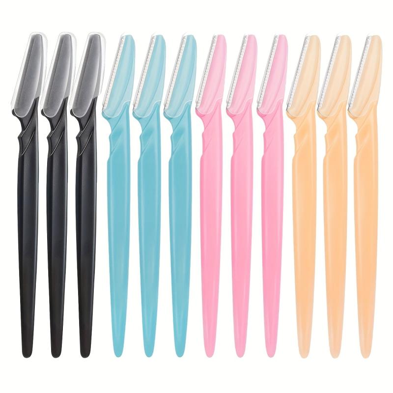 12pcs Precision Eyebrow Razor with Cover - Shape and Trim Facial Hair