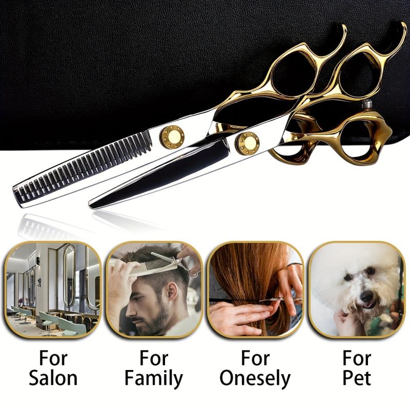 Professional Hair Cutting Scissors & Razor Kit Set - 9pcs