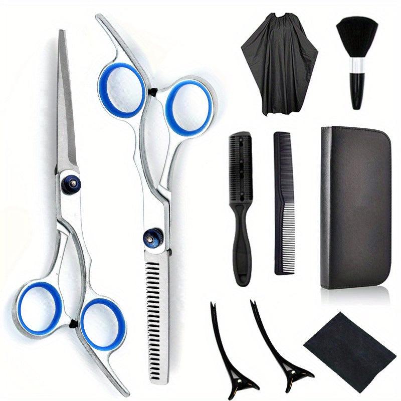 Hairdressing Scissors Set 8/10 pcs 15-24 cm with Bag Comb Clip Brush