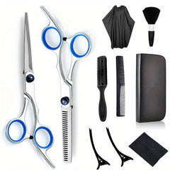 Hairdressing Scissors Set 8/10 pcs 15-24 cm with Bag Comb Clip Brush